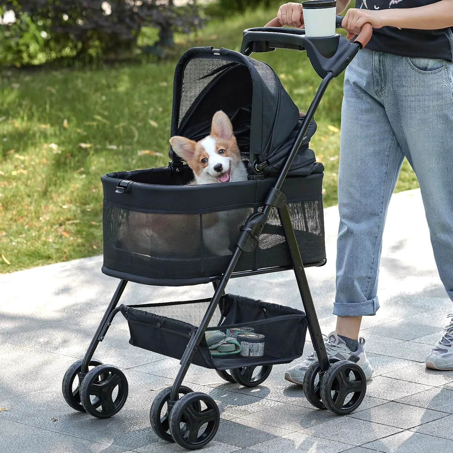 Efficient 3 in 1 Pet Stroller with Removable Carrier Folding Stroller for Small Medium Dogs and Cats Waterproof All-Terrain with Sun Shades Car Seat Expertly Made