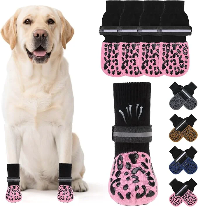 Prestigious KOOLTAIL Anti Slip Dog Socks to Prevent Licking Paws Dog Shoes for Hot Pavement Reflective Traction Control Grip Booties Dogs Boots Paw Protector for Hardwood Floors Small Medium Large Senior DogsAbout ThisOverview Convenient