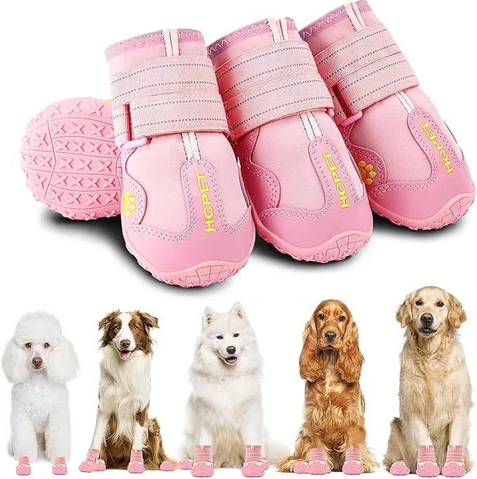 Environmentally Friendly Hcpet Dog Shoes Dog Boots for Small Dogs Breathable Medium Dog Booties Paw Protector for Summer Hot Pavement Winter Snowy Day Outdoor Walking Indoor Hardfloors Anti Slip Sole Pink Size 5About ThisOverview Convenient