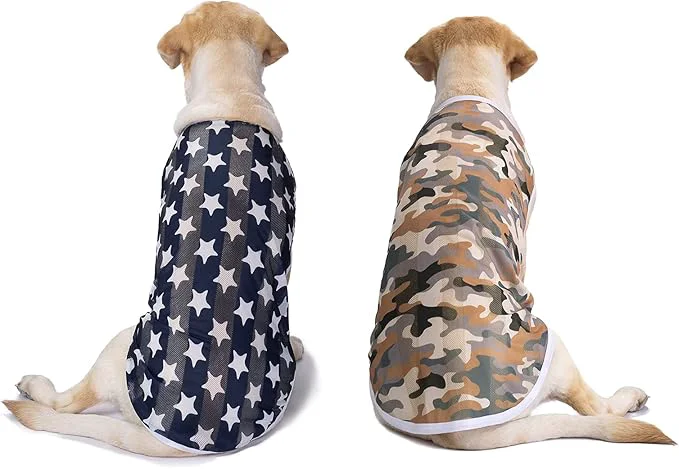 Secure 2 Pack Camo Dog Tshirts for Medium Large Dogs Quick Dry Dog Cooling Vest Shirt T-Shirts Girl Boy Breathable Stretchy Tank Top Sleeveless Vest Tee Shirt Pet Clothes ApparelAbout ThisOverview Convenient