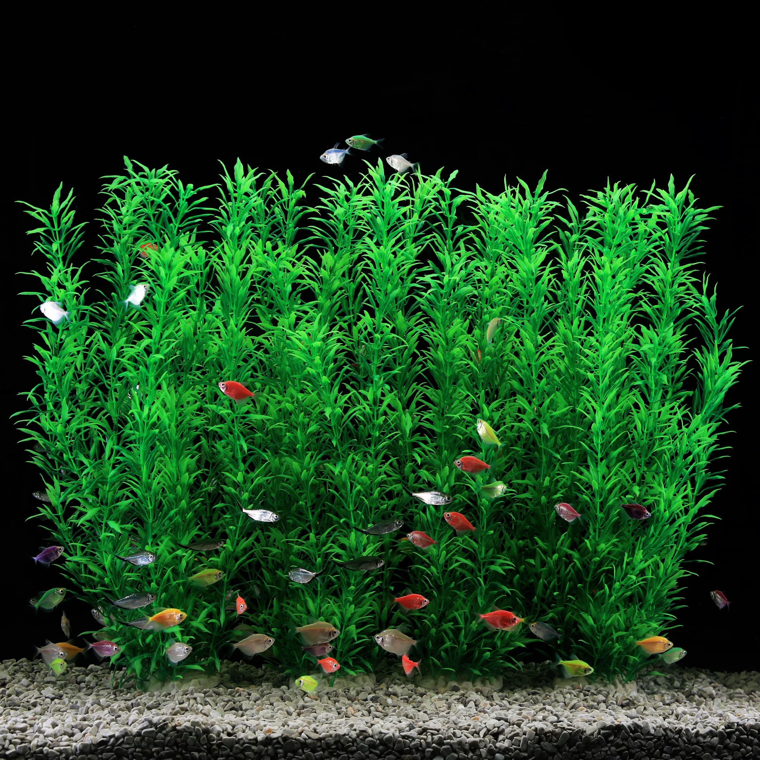 Environmentally Friendly JIHAQUA 2-Pack Extra Large 21-Inch Green Aquarium Plastic Plants – istic Tank Decor Relaxed