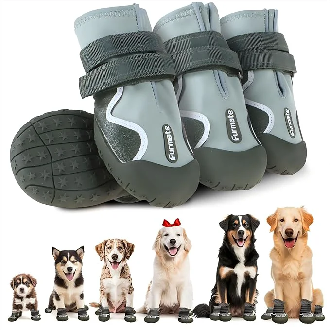 Optimized Dog Shoes for Large Small Medium Dogs Dog Booties for Indoor Hardfloors Anti-Slip Reflective Strip Waterproof Dog Boots Paw Protectors for Outdoor Walking Hot Pavement Winter Snow Green-8 About ThisOverview Responsible