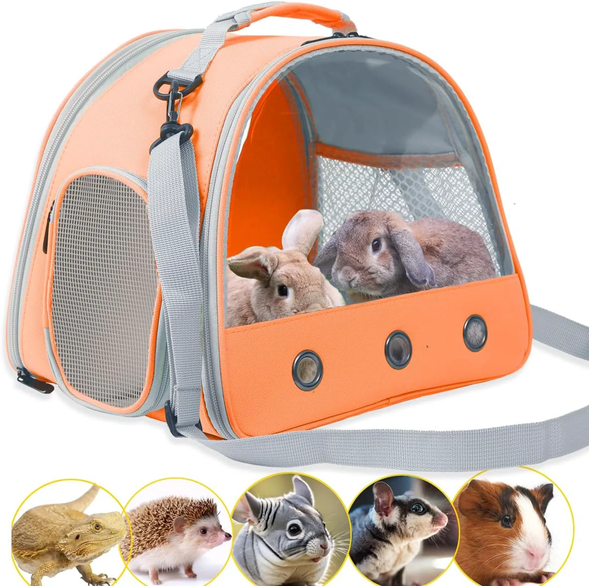 Authentic Rabbit Travel Carrier Lizards Carrier Small Animal Travel Bag for Bunny Sugar Glider Hedgehog Rat Parrot Bird Guinea Pig Portable Guinea Pig Travel Cage for 2 Safe