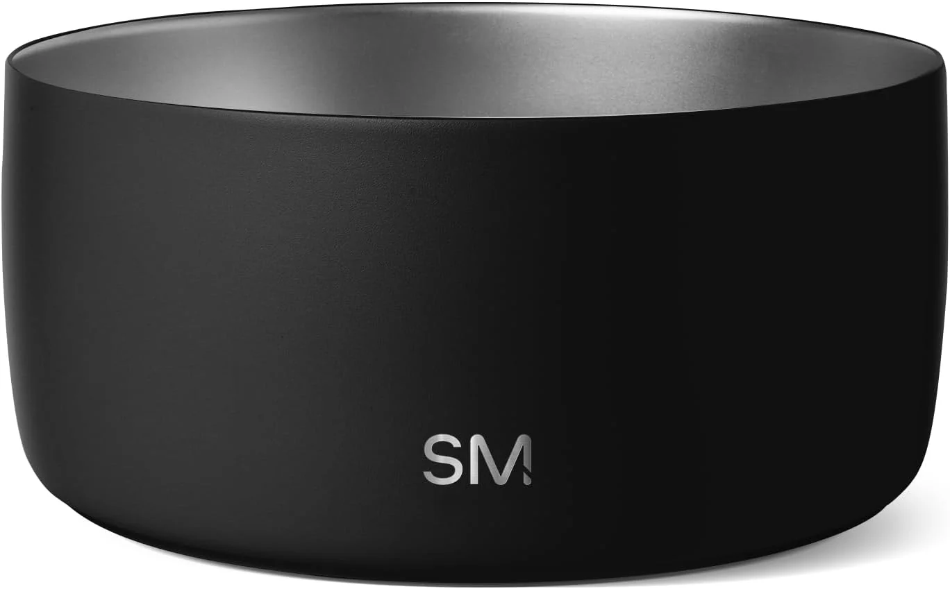 Innovative Simple Modern Stainless Steel Pet Water Bowl for Dogs Cats Insulated Stainless Steel Food Bowls for Dog Cat No Tip No Slip BPA Bentley Collection Large 8 Cups Midnight Black Versatile