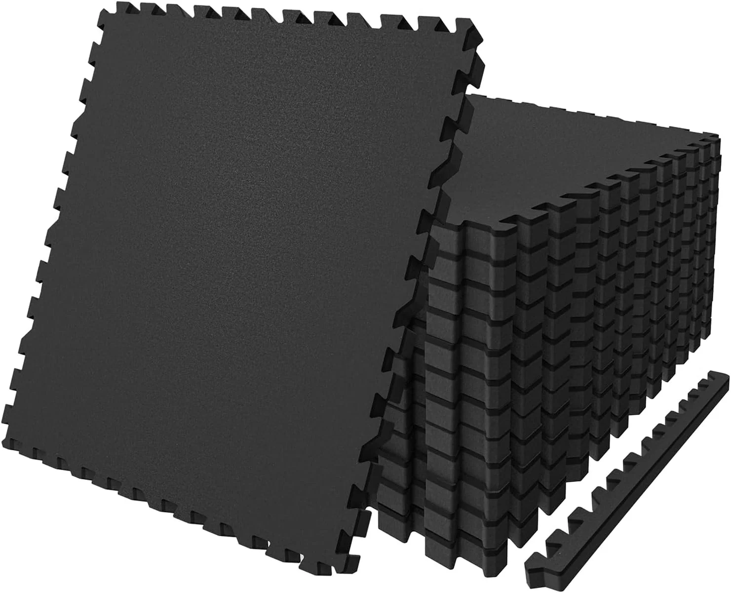 Official AIRHOP 0.79in Thick 48 Sq Ft Exercise Equipment Mats 12 Tiles Upgraded Rubber Top with High Density EVA Foam Large Interlocking Puzzle Gym Flooring for Home Gym Heavy Weight Workout Black Excellent