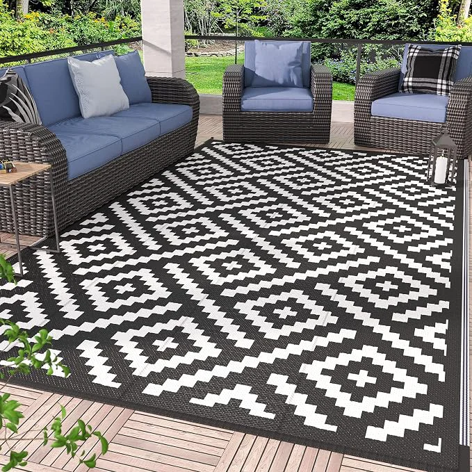 Unique GENIMO 5×8 Outdoor Rug Waterproof Reversible Mats Outdoor Area Rug Plastic Fast