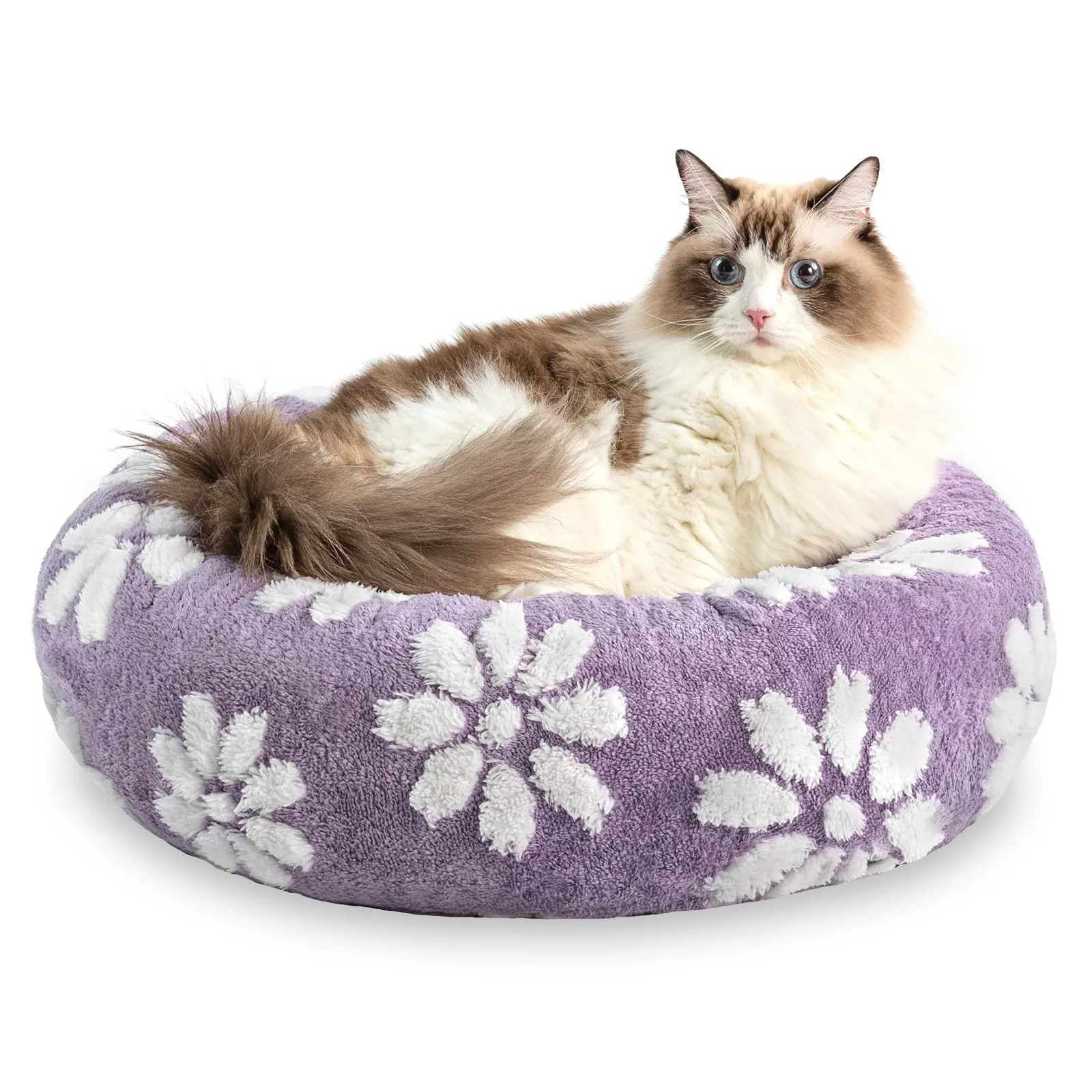 Green Yaning Donut Bed for Small Dogs and Indoor Cats – Purple 20-Inch Calming Donut Bed with Removable Cover Practical