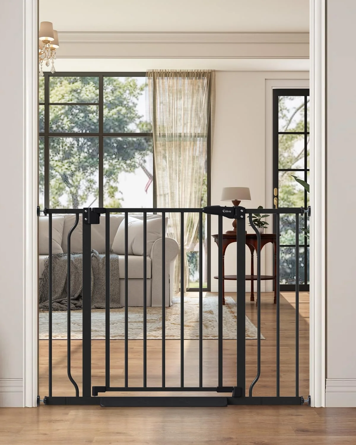 Natural 29 -40 Baby Gate for Stairs Auto Close Stroller Friendly Dog Gate Indoor for Doorways Pressure Mounted Baby Gate Easy Walk Through Gate for Children Pets Black Reliable