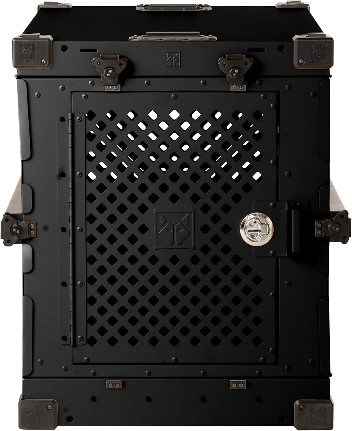 Secure Impact Collapsible Dog Crate – Foldable Hard Crate for Intermediate Dogs – Heavy Duty Travel Kennel with Powder-Coated Aluminum – Quick Setup for Indoor Outdoor Black 34 34.5 L x 23 W x 29 H Original