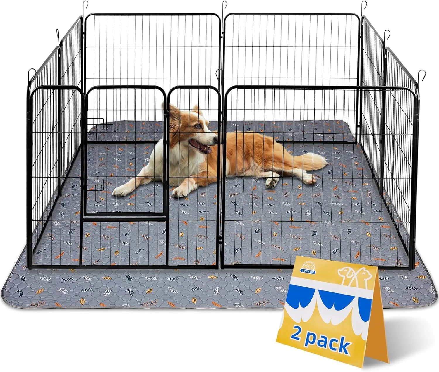 Outstanding Sunheir Washable Pee Pads for Dogs Extra Large 36 x 48 2-Pack Reusable Puppy Pads Pet Training Pads Whelping Pad Non-Slip Protects Against Urine Leakage Leaves – Light Grey 36×48 Traditional