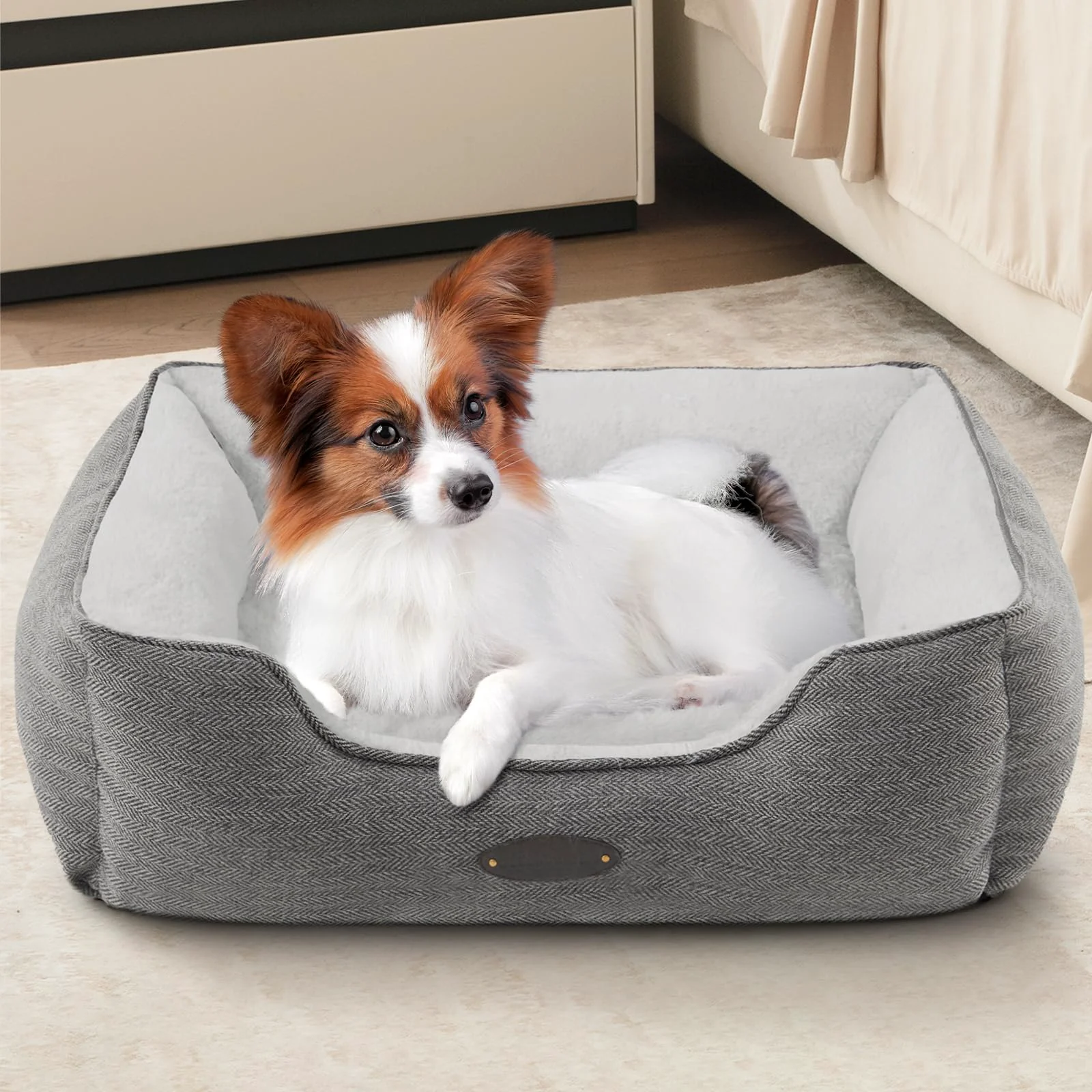 Sustainable DEBANG HOME Dog Bed for Extra Small Dogs Cats — 19×16 in Grey Washable Non-Slip Trusted