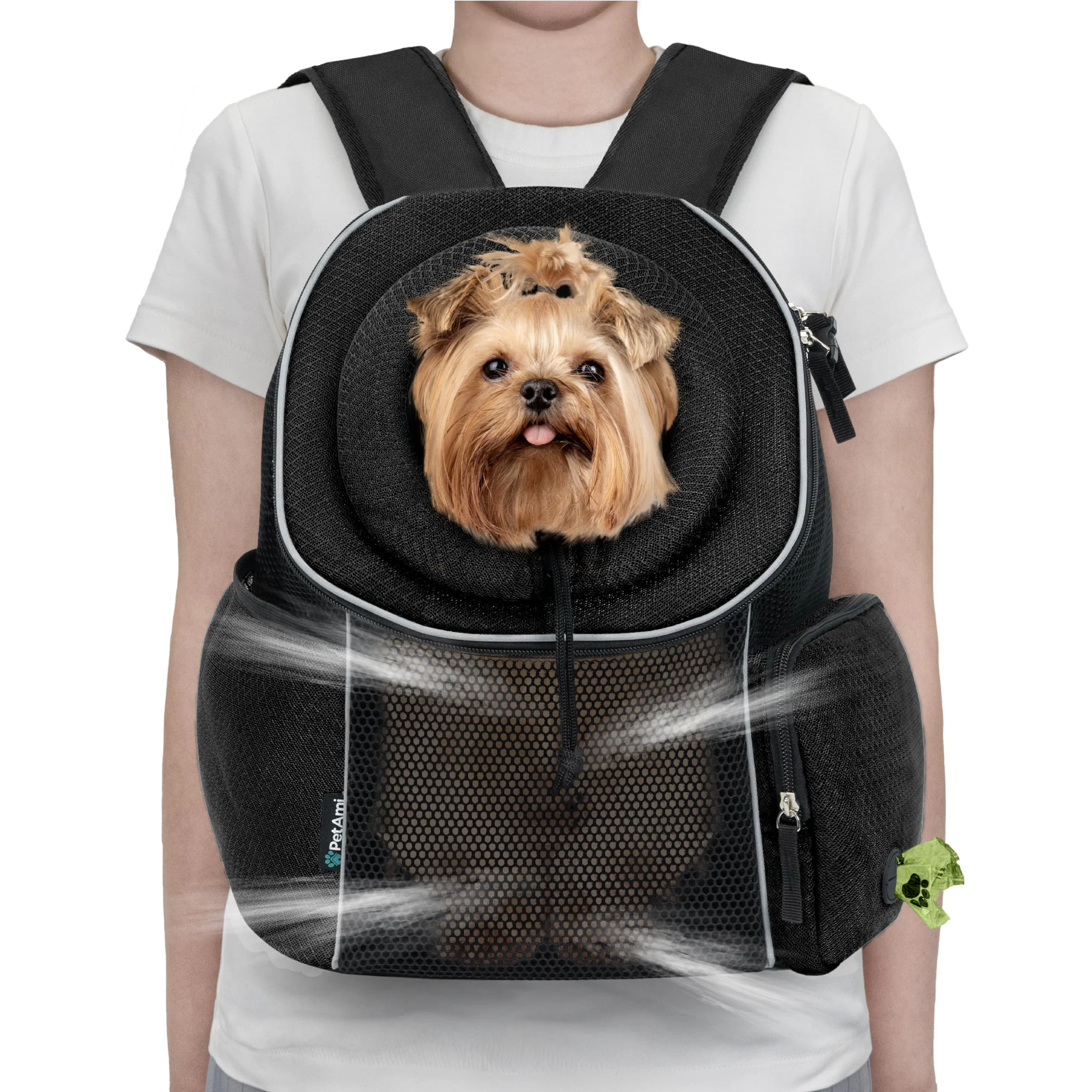 High-End PetAmi Dog Front Carrier Backpack – Ventilated Adjustable for Small Dogs Cats Exclusive