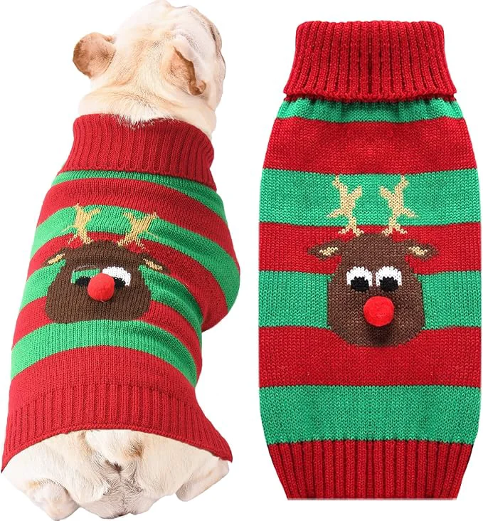 Prestigious Dog Cat Christmas Sweater Boy Girl Ugly Reindeer Xmas Pet Clothes Holiday Puppy Verified