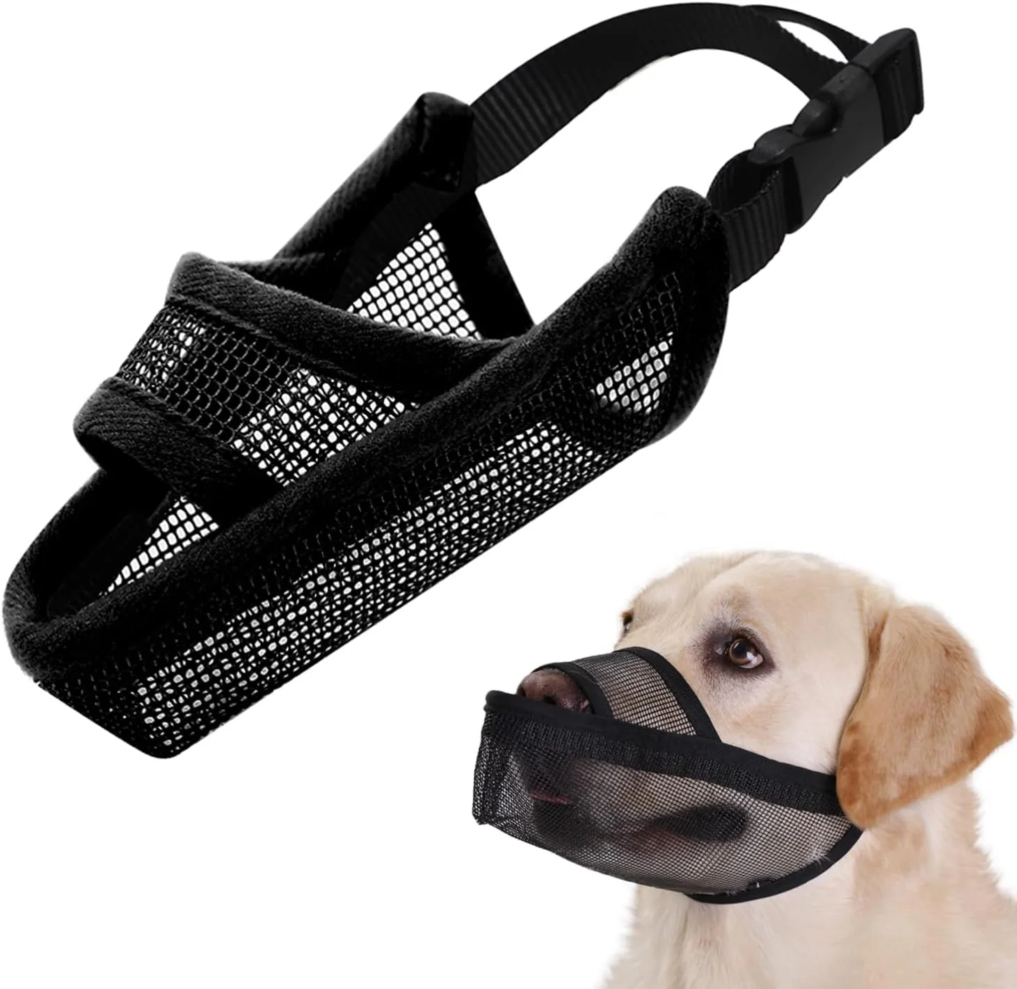 Safe Crazy Felix Nylon Dog Muzzle for Small Medium Large Dogs Dachshund Beagle Poodle Labrador Air Mesh Breathable and Drinkable Pet Mouth Guard for Anti-Biting Chewing Scavenging XXS Black Enhanced