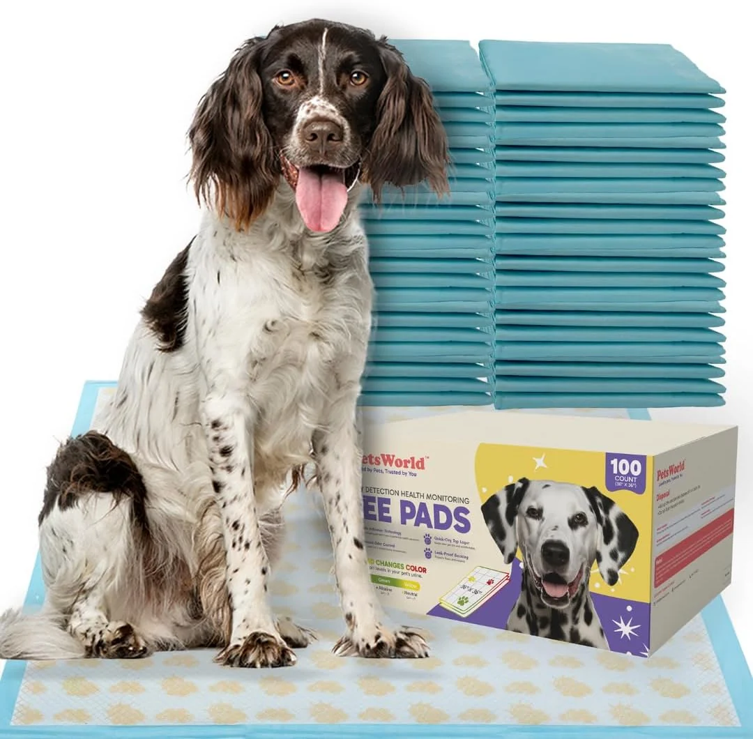 Durable PETSWORLD Giant Dog Potty Pads Odor-Eliminating 36 x 36 Ultra Absorbent 5-Layer Leak-Proof Training Pads for Dogs Cats 36×36 Health Indicating 100 Count High-Performance