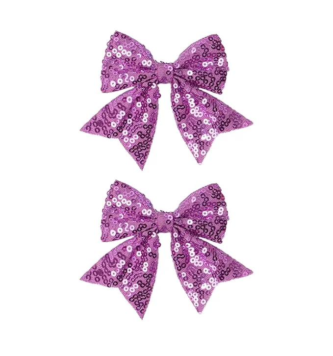 Elegant 3-inch Sequined Bow Hair Clips For Baby Girls Kids and Young Women Birthday Fine