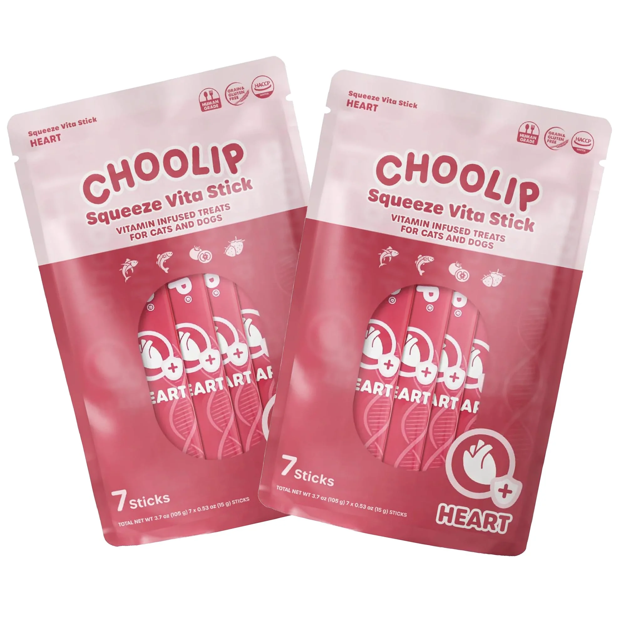 Environmentally Friendly Choolip Squeeze Vita Stick – Heart Support Treats for Cats Dogs 14 Sticks 2×7 Bundle Breathable