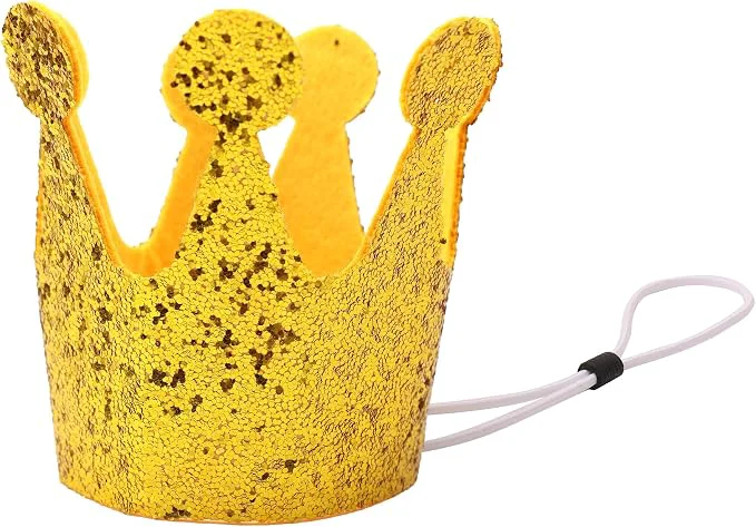 Proven Gold Dog Birthday Crown 3.54 Inch Height Glitter Pet Crown Mini Party Hat Carefully Designed