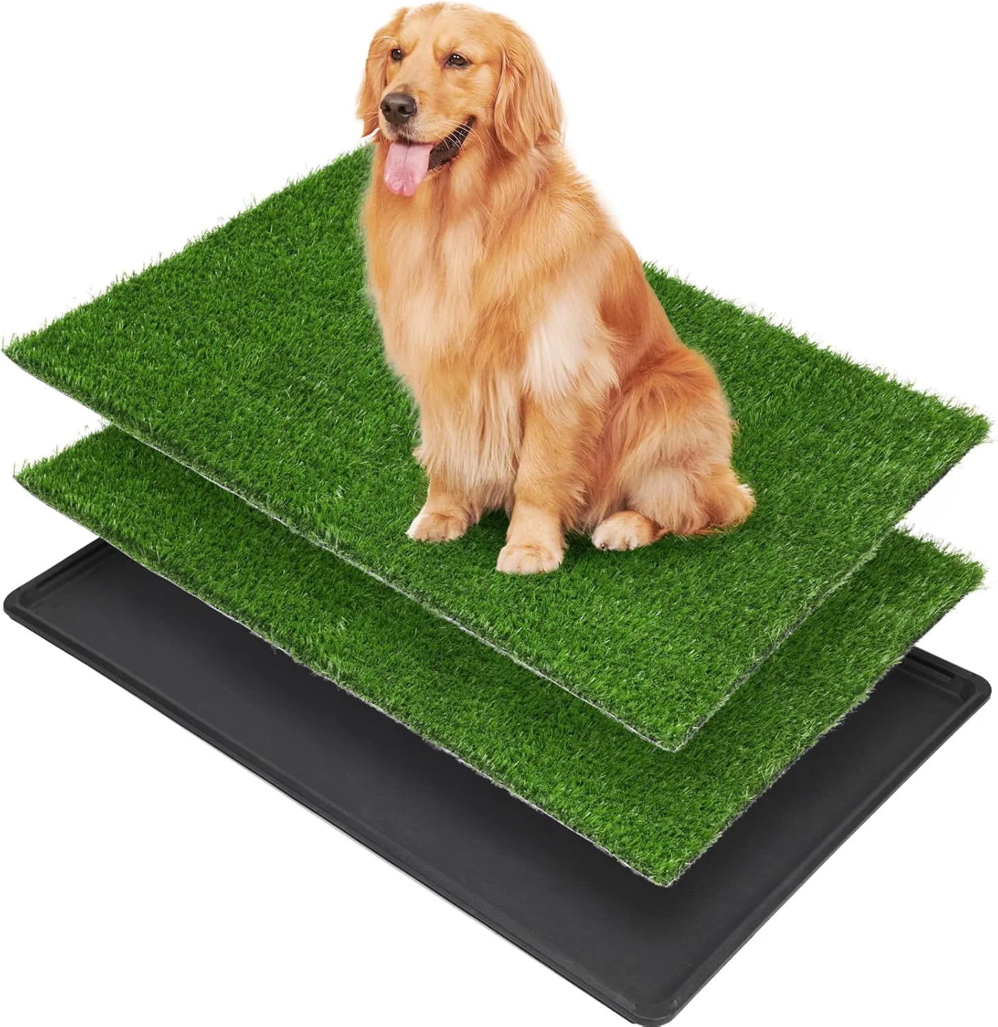 High-Grade LOOBANI Dog Grass Pad with Tray Large – Dog Litter Box Indoor Potty for Apartment and Patio Training with 2 Packs Grass Pee Pads for Tray Potty 41 26.8inch Official