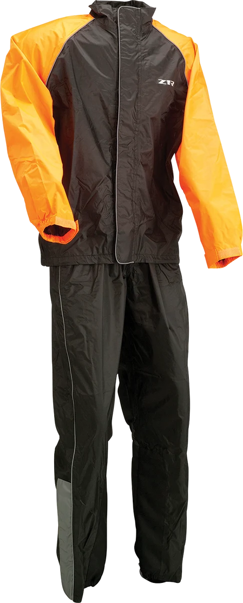 Lightweight Z1R 2-Piece Rainsuit – Black Orange – Large 2851-0531 Smooth