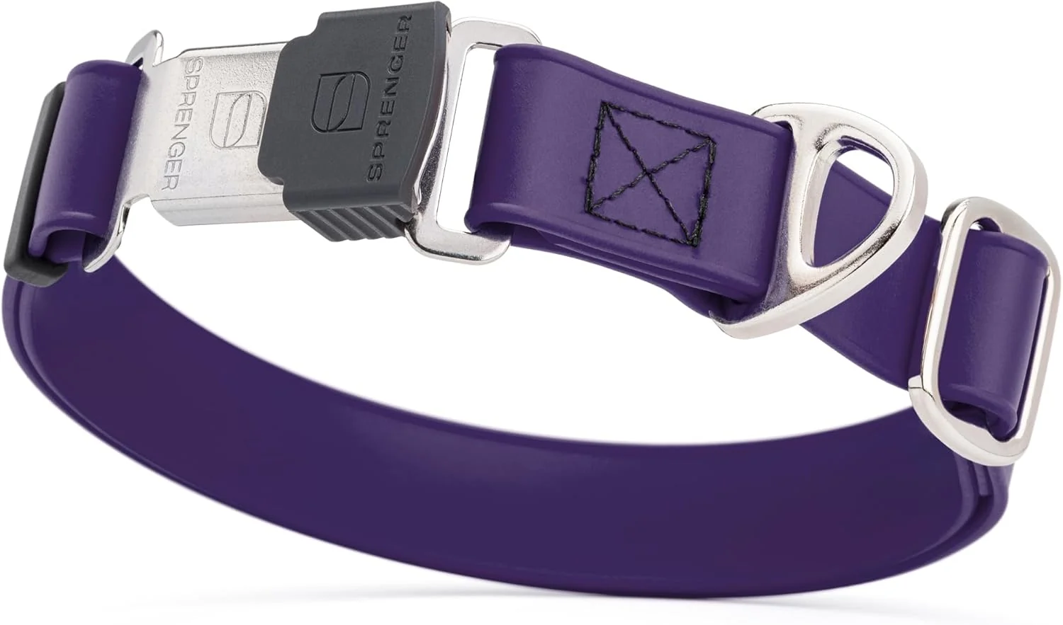 Soft Dogline Biothane Waterproof Dog Collar with Herm Sprenger Black Stainless Steel Quick Release Buckle – Heavy Duty Tactical Durable Collar for Dogs – Comfortable and Safe Pet Collar W1 L 15-25 Purple