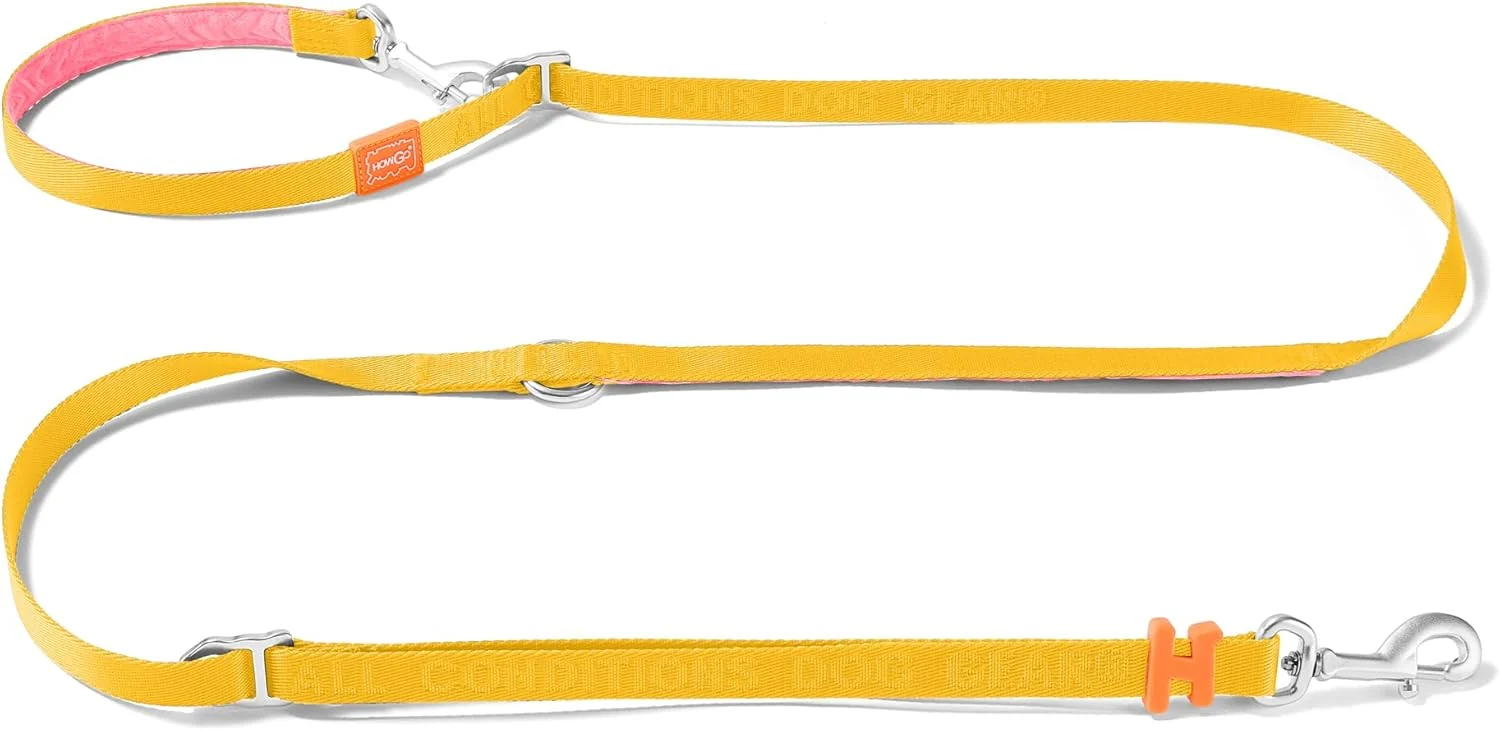 Unique HOWGO 8-in-1 Multifunctional Hands Dog Training Leash with Padded Handle 8.5 FT Nylon Adjustable Length Lightweight Aviation Aluminum Crossbody Waist Leash for Puppy Medium Large Dogs Yellow Contemporary