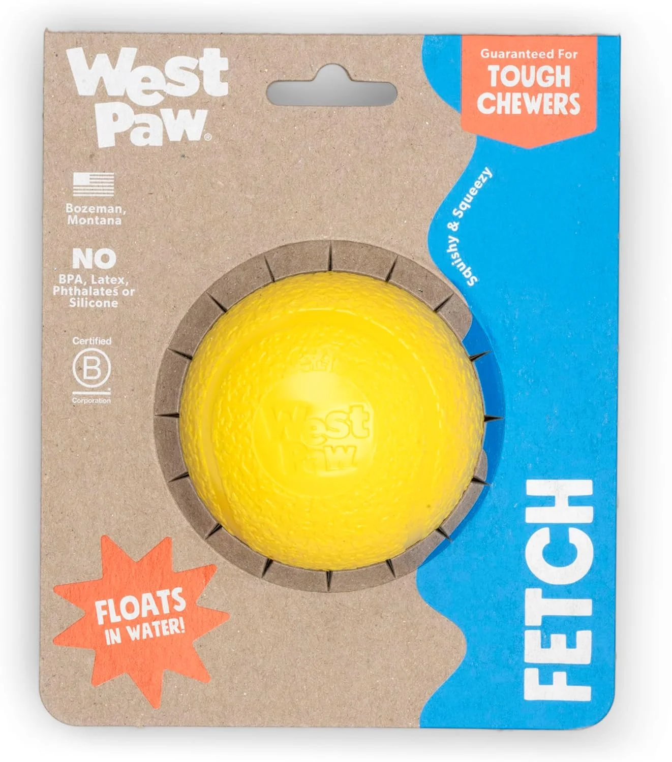 Practical WEST PAW Boundr Ball Dog Fetch Toy – Bouncing Toys for Dogs Fetch Catch Chewing Play – Floatable Recyclable Balls – Large Dandelion Yellow Top-Quality