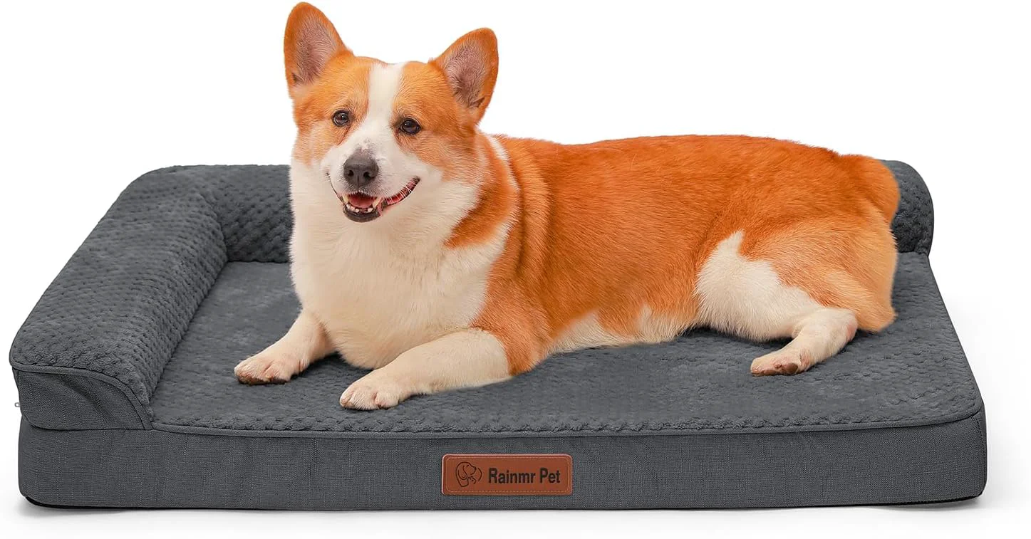 Convenient Orthopedic Dog Bed 3 Inch Memory Foam Dog Beds for Large Dogs Washable Removable Cover Nonskid Bottom Waterproof Pet Couch for Indoor Outdoor or Car Use 41×27 Inches XL Dark Grey Reliable