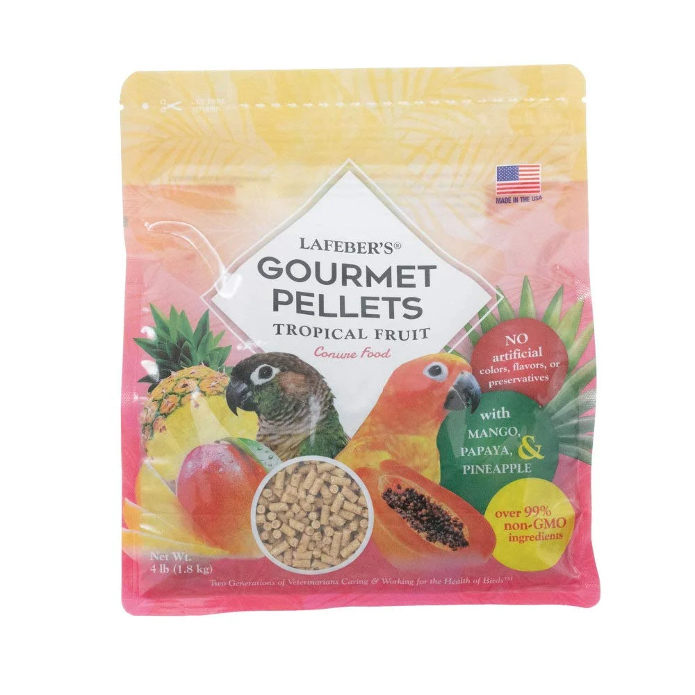 Versatile LAFEBER’S Tropical Fruit Gourmet Pellets for Conures – No Added Sugar Non-GMO 4 lb Functional