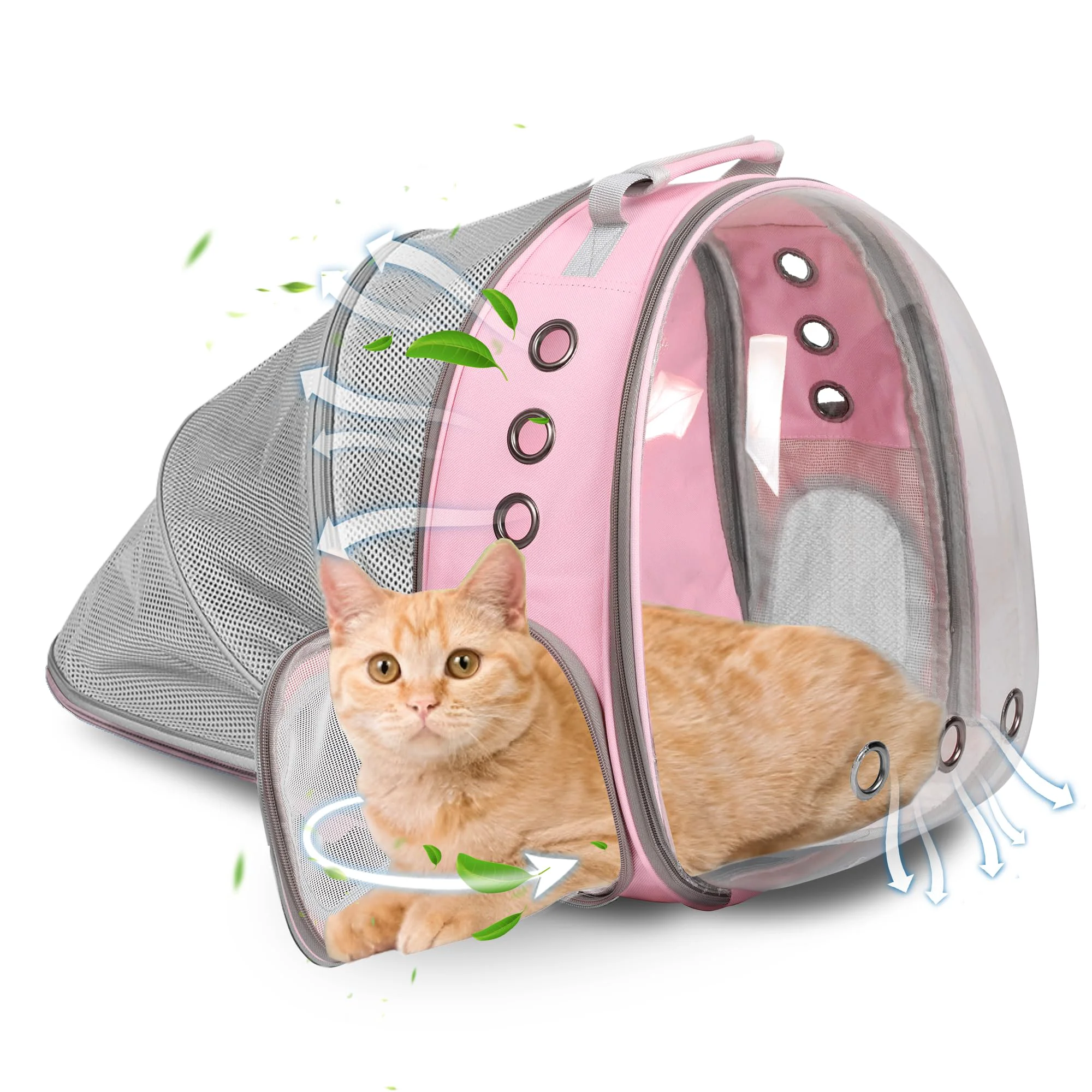 Next-Generation TOYSINTHEBOX Cat Backpack Carrier – Back Expandable Bubble Window for Hiking and Travel Pink Secure