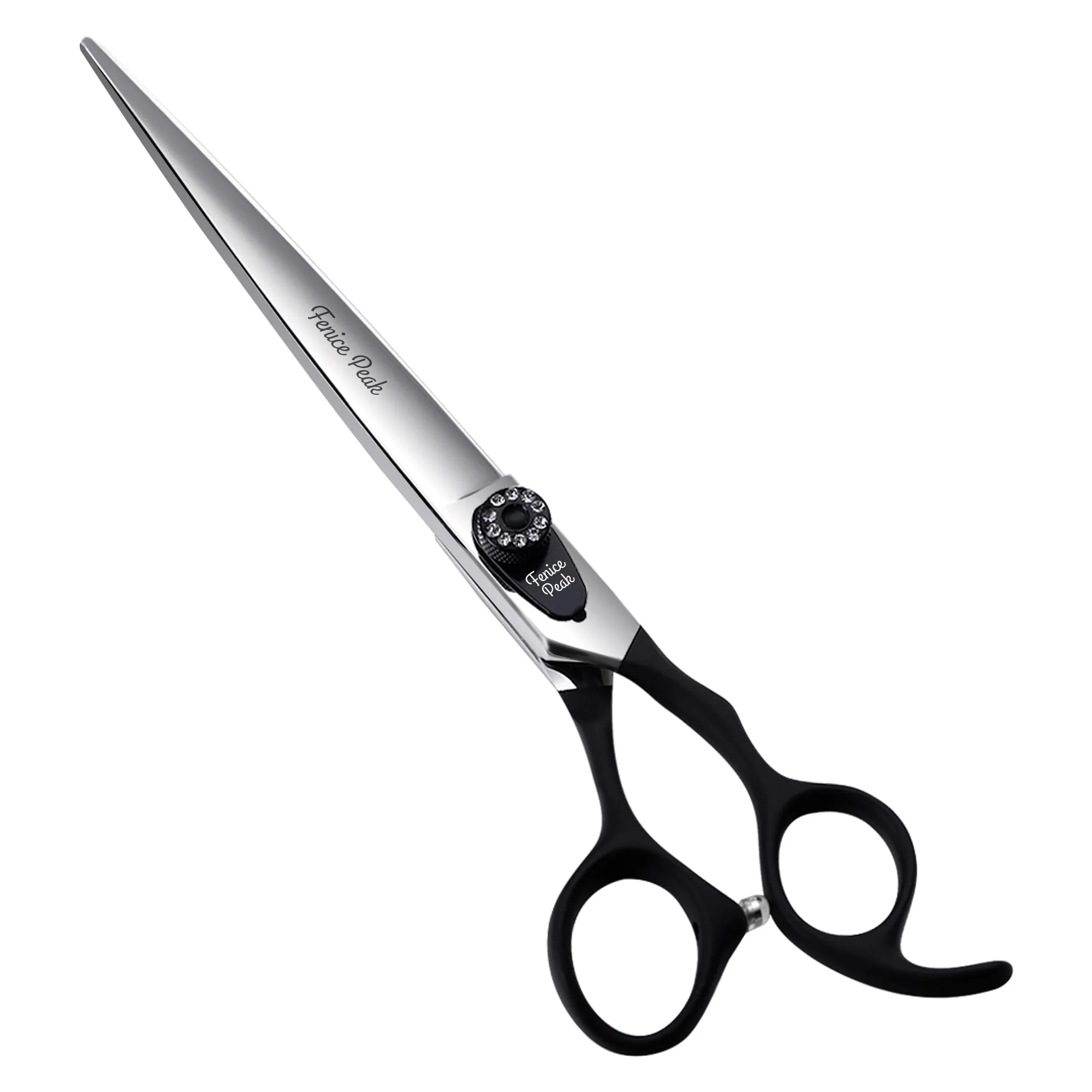 Traditional Fenice Peak 7.5-inch Dog Straight Scissors – 440C Stainless Steel Black Non-Slip Handle Pet Grooming Shears Convenient