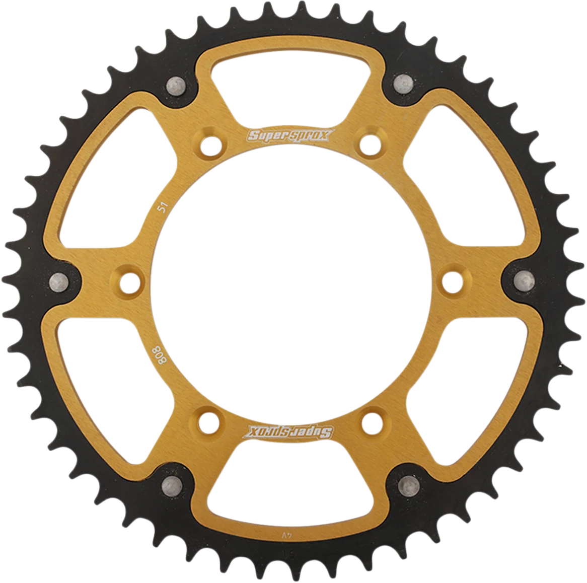 Proven SUPERSPROX Stealth Rear Sprocket – 51 Tooth – Gold – Kawasaki Suzuki RST-808-51-GLD Elite