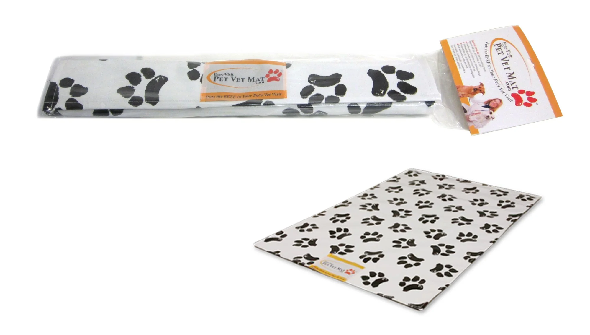 Elegant Ezee Visit Pet Vet Mat – Black White Paw Print Standard Exclusive