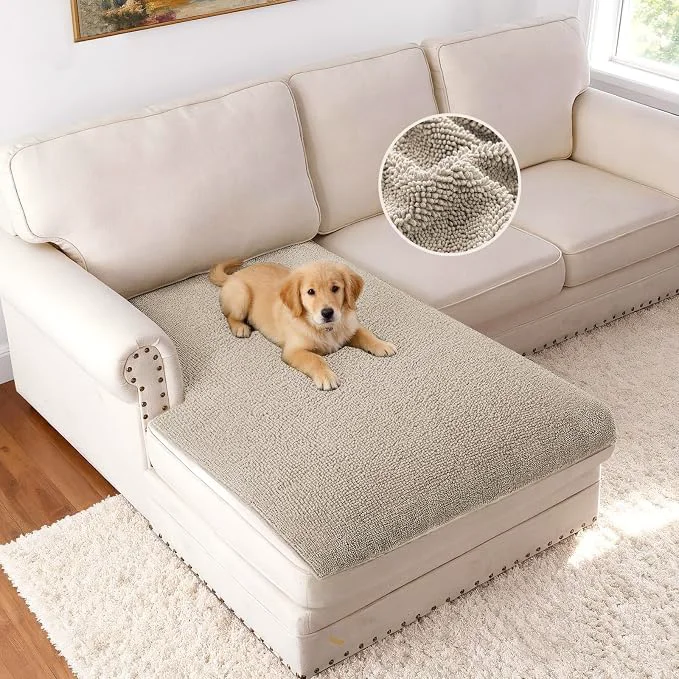 Long-Lasting H.VERSAILTEX Non Slip Pet Couch Cover Chenille Dog Bed Protector Thick Soft Solid