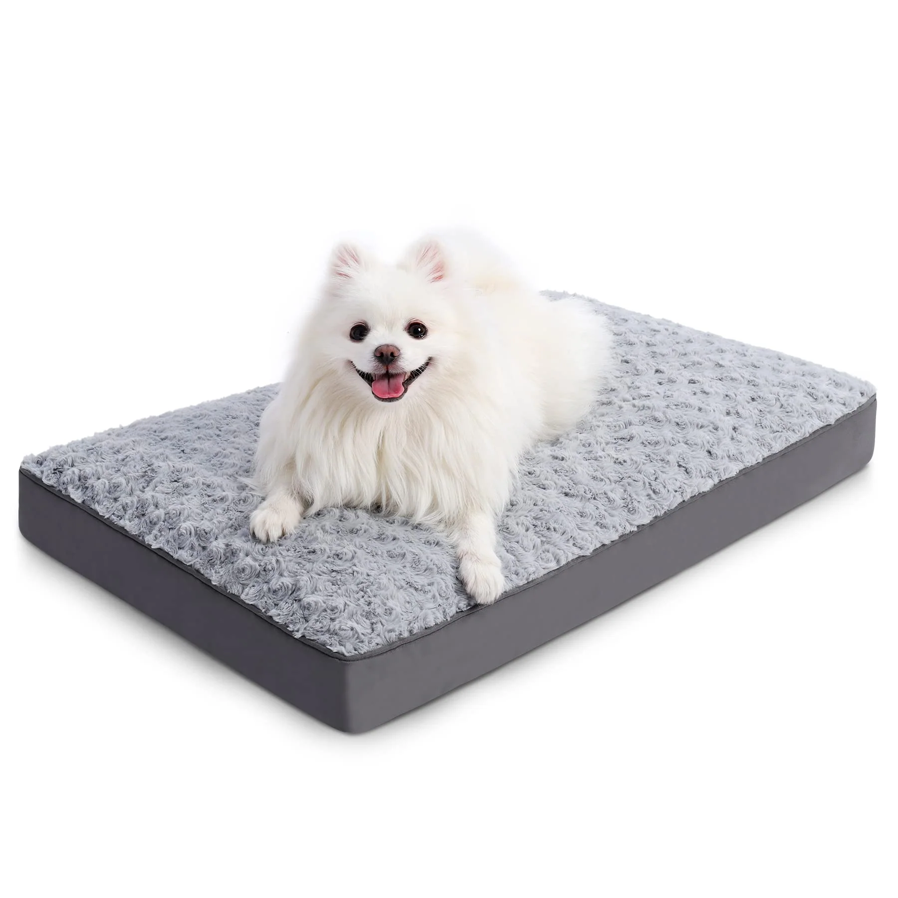 Natural KSIIA Dog Crate Bed Waterproof for Small Dogs – Rose Velvet 23 x 17 in Light Gray Expertly Made