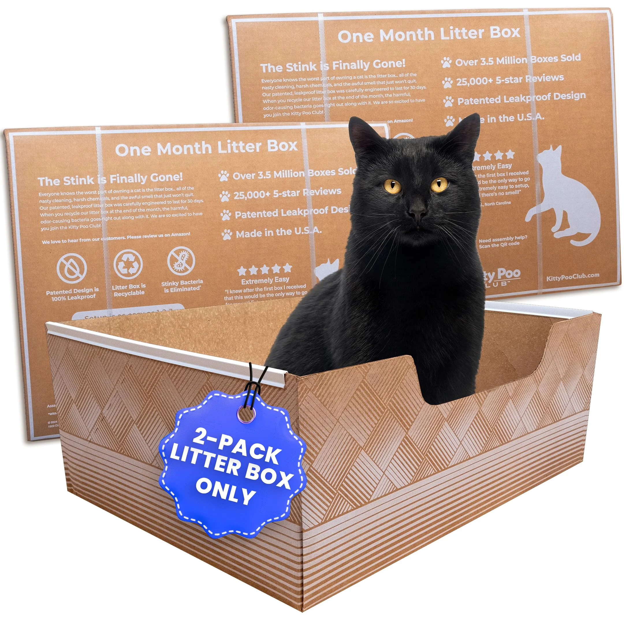 Genuine Kitty Poo Club Leakproof 2-Pack Disposable Cat Litter Box – Made in USA Minimalist