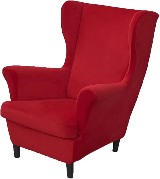 First-Class OBCREAT Wingback Chair Covers 2 Piece Stretch Velvet Wingback Chair Slipcover Soft Wing Chair Sofa Covers with Elastic Bottom Armchair Couch Cover Furniture Protector for Living Room Red About ThisOverview Green