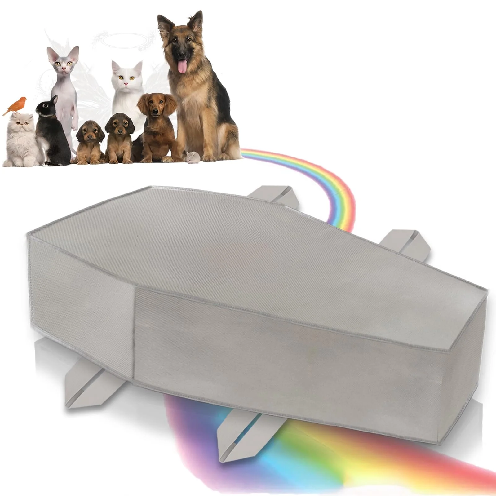Outstanding QQW Pet Casket – Eco-Friendly Biodegradable Pet Burial Bag Grey L Prestigious
