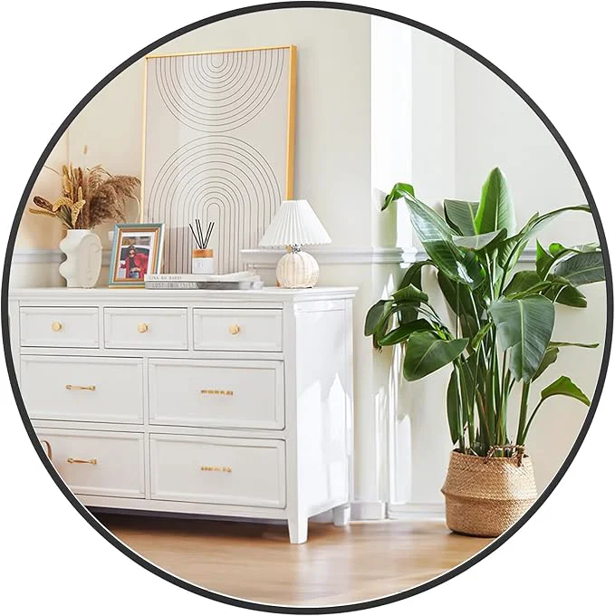 Casual GarveeHome Large Round Mirror 36 in Aluminum Alloy Circle Frame High Definition Eco-Friendly Black Round Bathroom Mirror for Over Sink Wall Mirror for Entryway Bathroom VanityAbout ThisOverview Secure