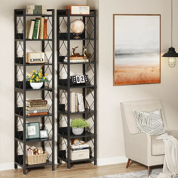Clean Tribesigns 78.7 Inch Extra Tall Narrow Bookshelf 7 Tier Skinny Bookcase for Small Spaces standing Display Shelves Multifunctional Corner Storage Organizer for Home Office BlackAbout ThisOverview Artisan