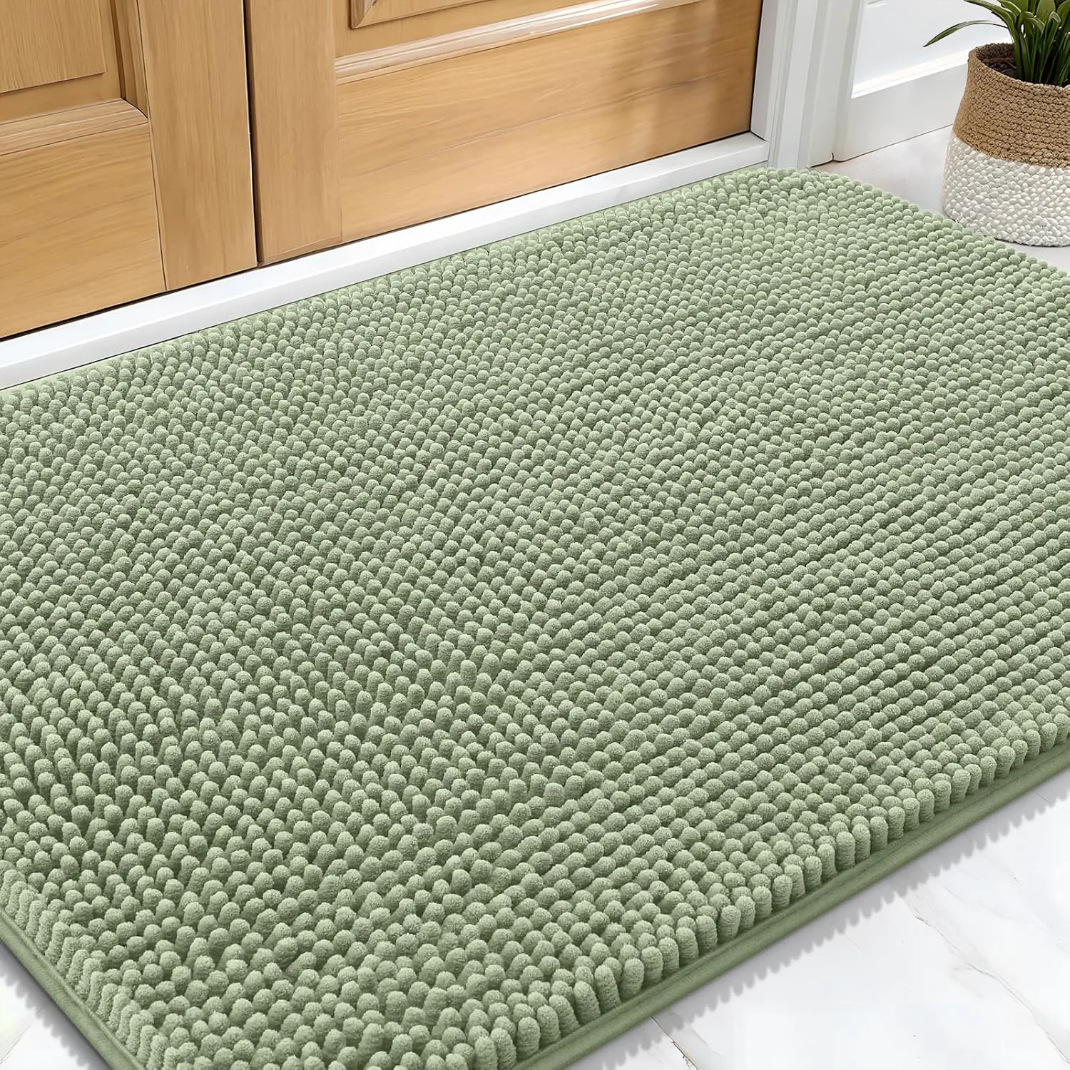 Classic OLANLY Dog Door Mat for Muddy Paws 34×21 Absorbs Moisture and Dirt Absorbent Non-Slip Washable Doormat Quick Dry Chenille Mud Mat for Dogs Entry Indoor Entryway Carpet for Inside Floor Sage Green Artisan