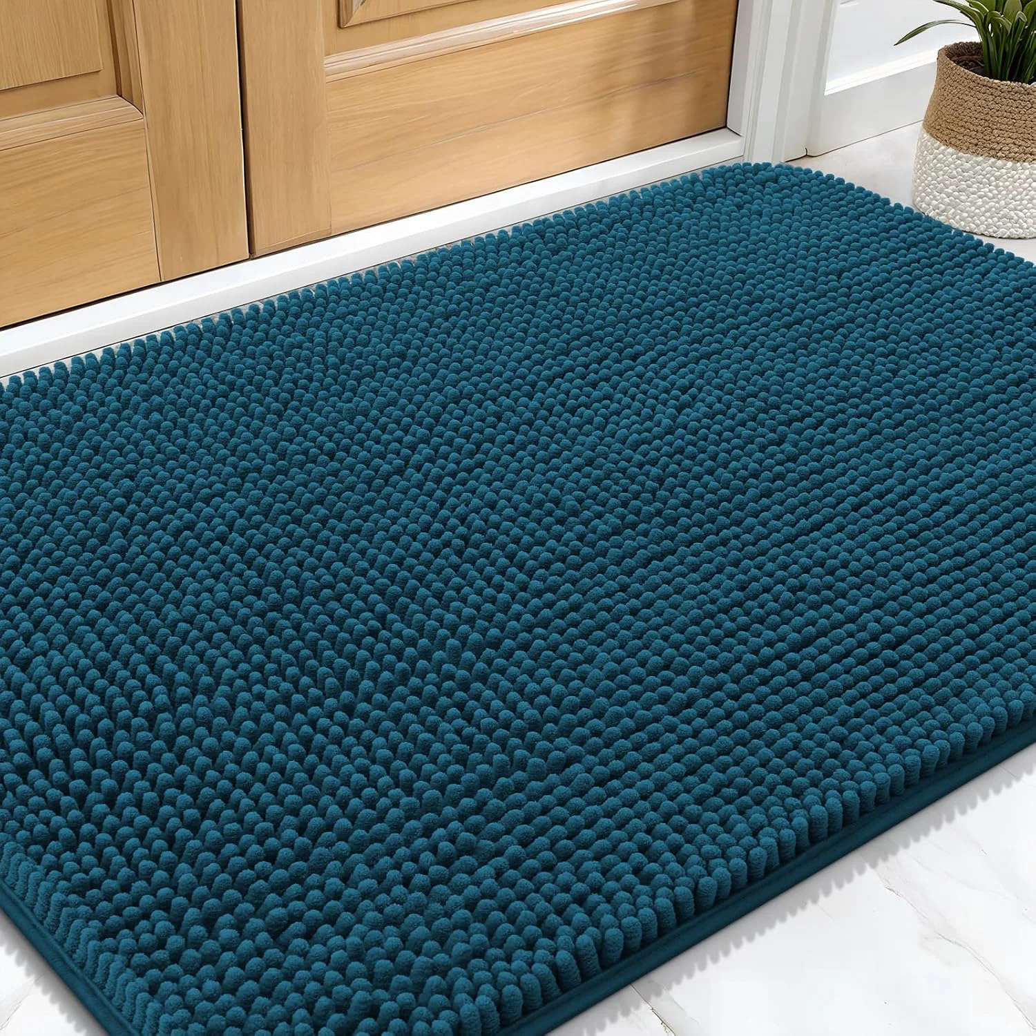 High-Grade OLANLY Dog Door Mat for Muddy Paws 30×20 Absorbs Moisture and Dirt Absorbent Non-Slip Washable Doormat Quick Dry Chenille Mud Mat Entry Indoor Entryway Carpet for Inside Floor Atlantic Blue Healthy