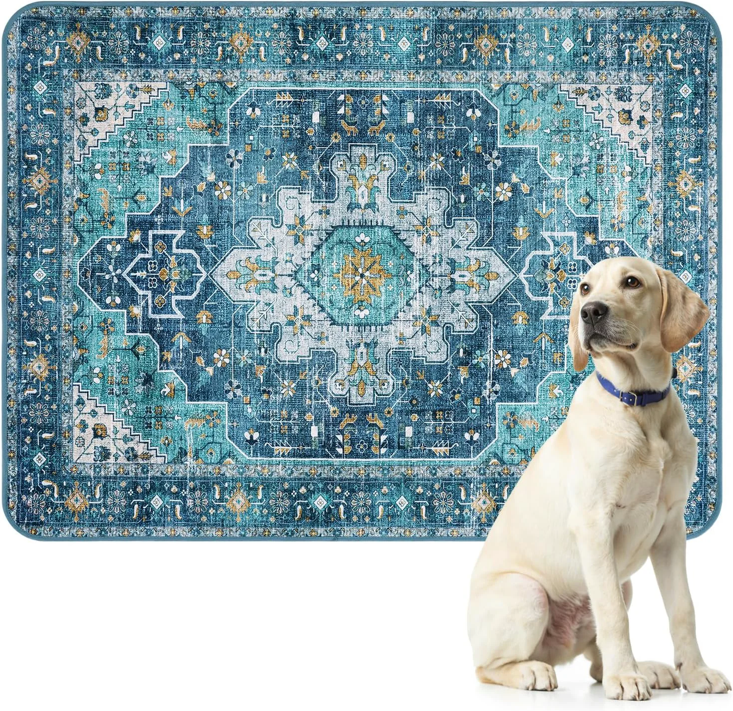 Certified Lahome Reusable Washable Puppy Pads – 2 Pack Super Absorbent Waterproof Dog Training Mats for Potty Crate and Floor – Leakproof Pee Pads with Non-Slip Backing Blue 36 x48 Durable