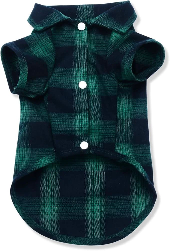 Fast Koneseve Dog Shirt Pet Plaid Clothes T-Shirt Sweater Matching Breathable Top-Quality