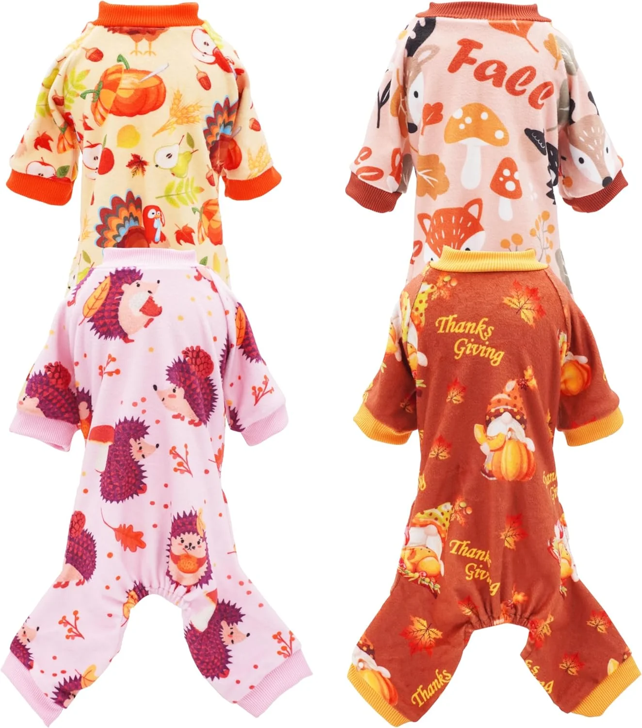 Proven PET SHOW 4 Pack Fall Small Dog Pajamas Thanksgiving Clothes for Medium Dogs Girl Boy Soft Stretchy PJs Autumn Jumpsuit Puppy Onesies Outfits with Sleeve Pets Dachshund Costume L Clean