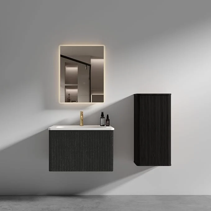 Pure Wall Mounted Floating Bathroom Vanity with Sink Large Storage Modern Design One-Piece Sink Basin Minimalist Cabinet Built-in Overflow for Contemporary BathroomsAbout ThisOverview Original Design