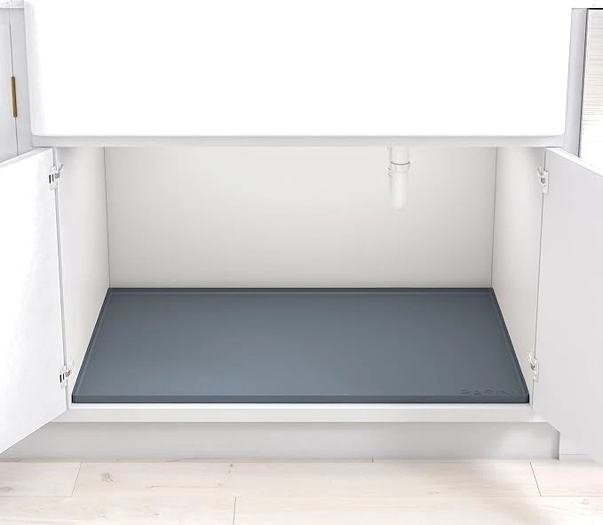 Luxury BASIN – Heavy Duty Under Sink Mat – The Silicone Under Sink Mats for Kitchen Waterproof – Under Sink Tray for Kitchen Waterproof – Under Sink Cover Cabinet Liner Gray 22x22About ThisOverview Refined