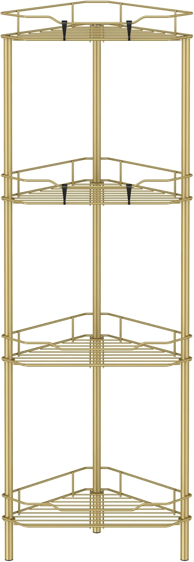 Natural 4 Tier Floor Standing Corner Shower Caddy Organizer Shelf with Hooks Bathroom Shelves Stand Rack GoldAbout ThisOverview Verified