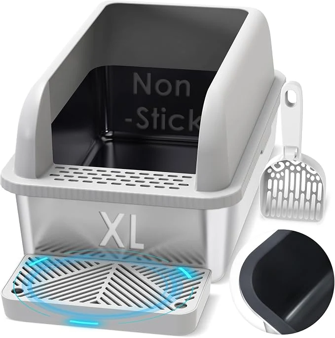 Original Design Non-Sticky Coated Stainless Steel Cat Litter Box Original