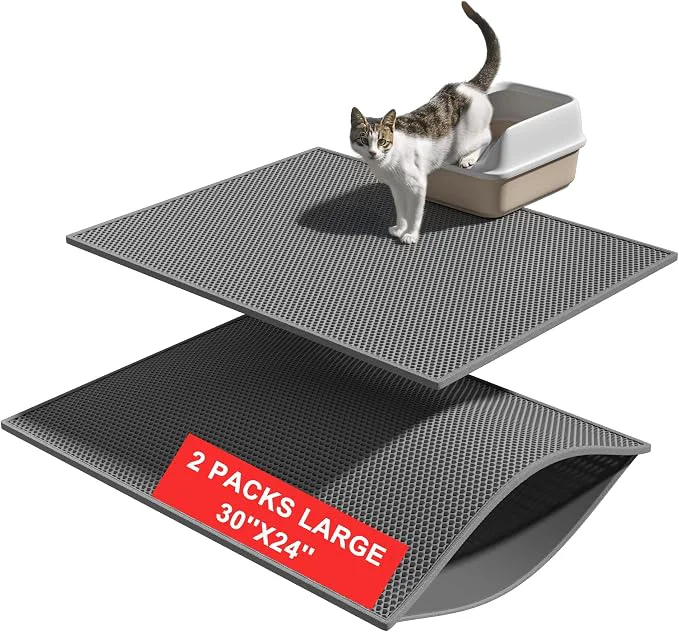 Innovative Pieviev 2 Packs Cat Litter Mat Double Layer Waterproof Urine Proof Trapping Mat Professional